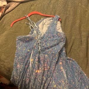 Amazon Blue Sequin Prom Dress